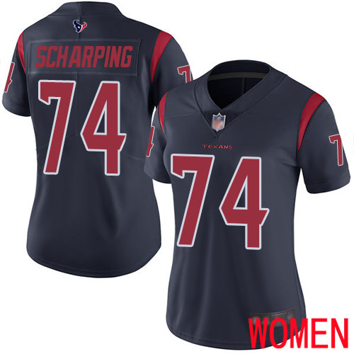 Houston Texans Limited Navy Blue Women Max Scharping Jersey NFL Football #74 Rush Vapor Untouchable->youth nfl jersey->Youth Jersey